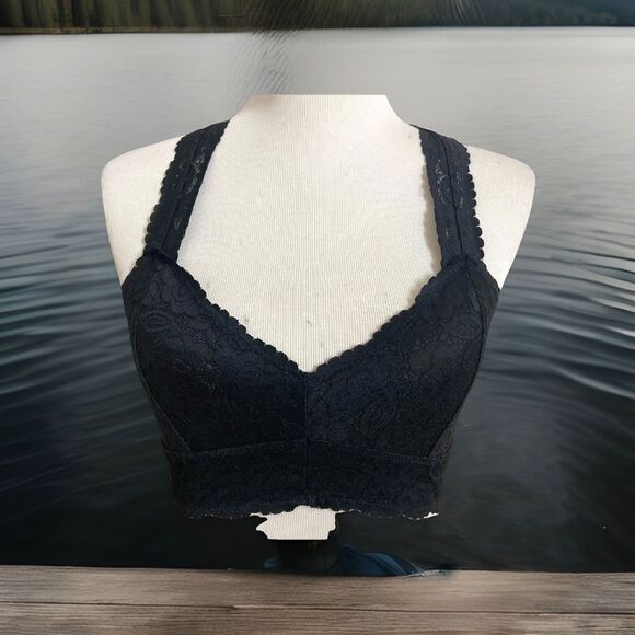 Intimately Free People Bralette Black Sheer Floral Lace Pull Over Sexy - Picture 4 of 12